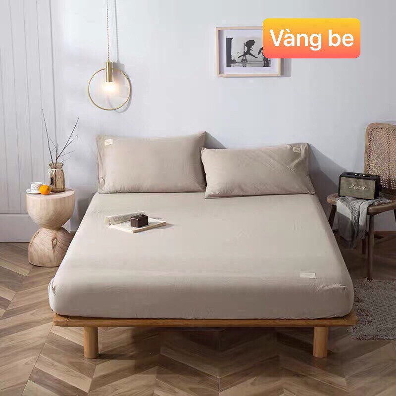 Bộ ga giường Cotton Tici 3 món bọc chun một màu trơn phong cách Hàn Quốc với đủ mọi size nệm | BigBuy360 - bigbuy360.vn