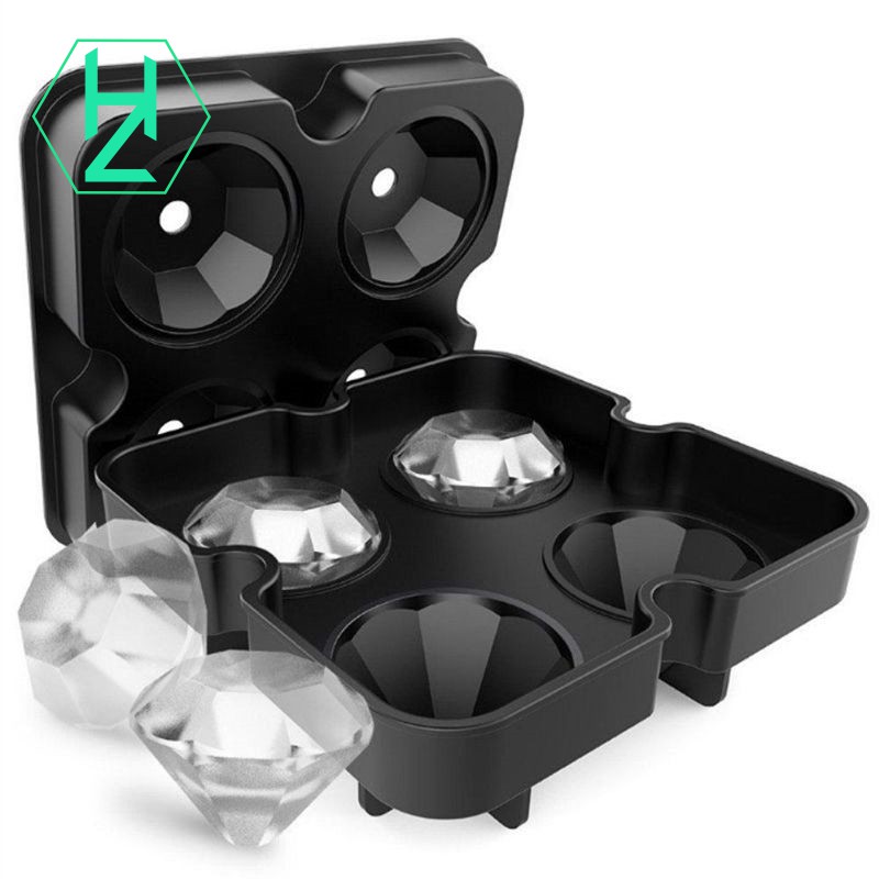 Khuôn Silicone Làm Đá 4 Ngăn Hình Viên Kim Cương 3d