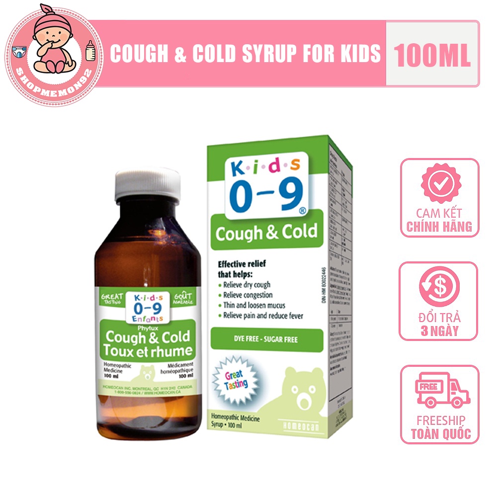 COUGH & COLD SYRUP FOR KIDS cho bé từ 0 đến 9 tuổi