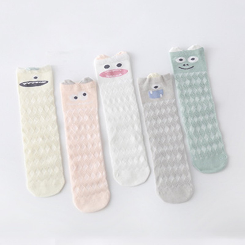 Tất cotton dài màu trơn dễ thương cho bé gái