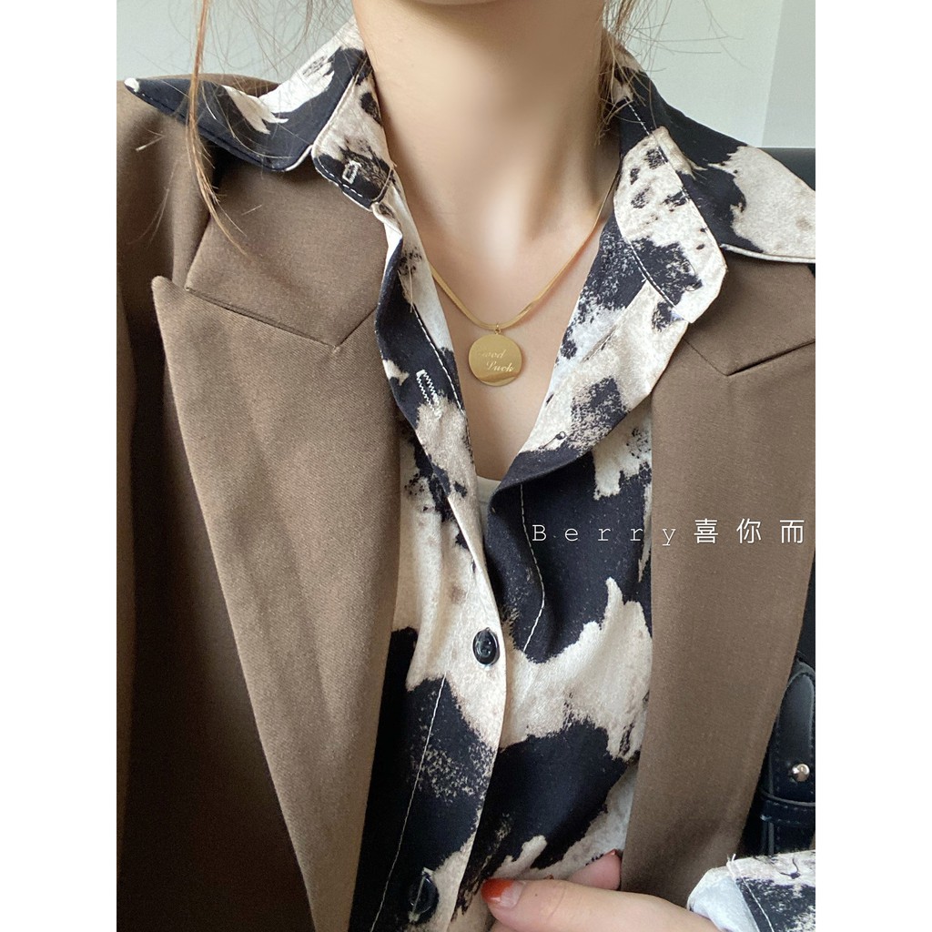 Áo sơ mi nữ họa tiết tay dài thời trang