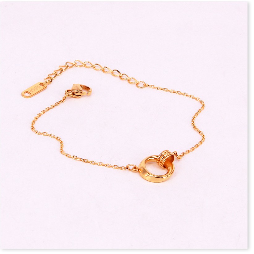 Vòng tay nữ Lắc tay nữ TITAN nhẫn đôi hình học S10-505A - CAM KẾT KHÔNG GỈ, KHÔNG BAY MÀU - BẢO HÀNH 12 THÁNG