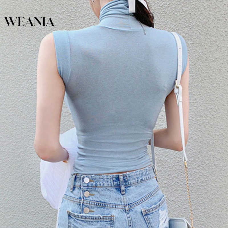 Áo Thun Sát Nách Cổ Lọ Trong Suốt Ôm Dáng Quyến Rũ Cho Nữ