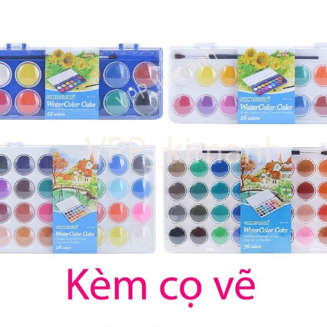 Màu nước bánh dạng khay SIMBALION WCC- 12/16/28/36