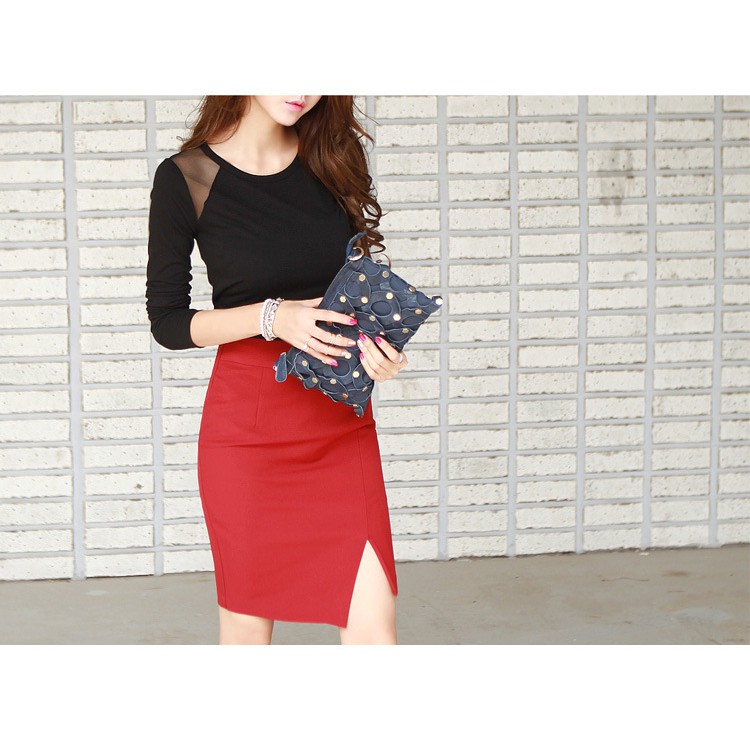 Chân váy công sở váy bút chì bigsize xẻ trước màu đen CR53V04 [bigsize từ 45-85kg] | BigBuy360 - bigbuy360.vn