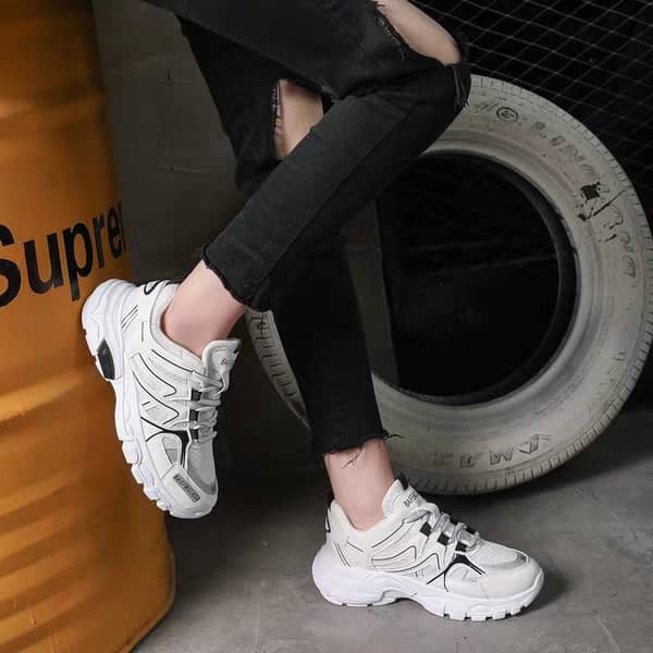 giày nữ/freeship từ 200k/Giày sneaker nữ độn đế đẹp viền khâu chữ,giày thể thao nữ mẫu mới 2019 (viền đen, viền cam)