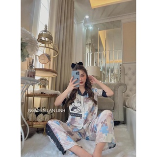 Bộ ngủ lụa latin cộc dài hàng thiết kế mác SAM (kèm video và ảnh thật)