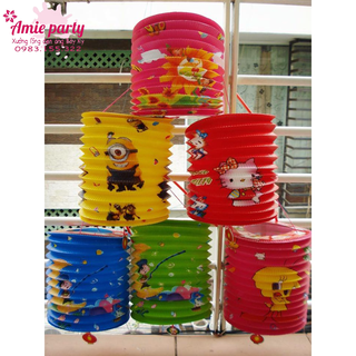 50 lồng đèn trung thu hình trụ TRÒN size LỚN - lồng đèn trung thu giấy xếp giá sỉ