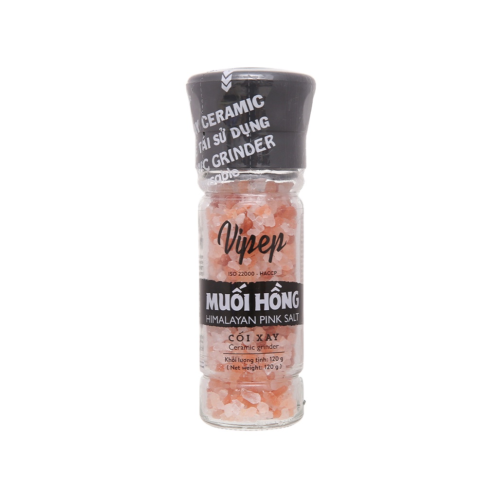 Muối Hồng Himalaya Dạng Hạt Hũ Có Nắp Xay Vipep 120g