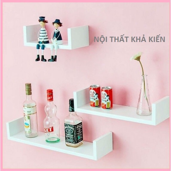 Kệ treo tường chữ u 3 thanh, Kệ decor không gian phòng xinh