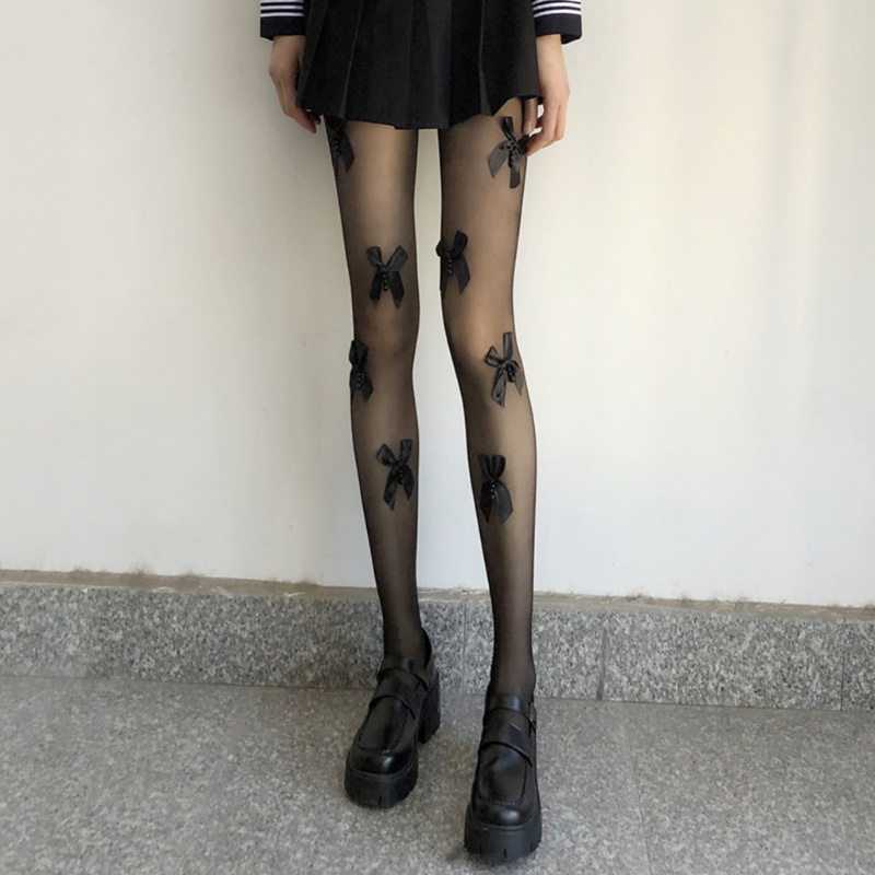 Youyo Quần Tất Lưới Satin Xuyên Thấu Đính Hạt Ngọc Trai Ngọt Ngào Phong Cách Lolita Nhật Bản Quyến Rũ Dành Cho Nữ