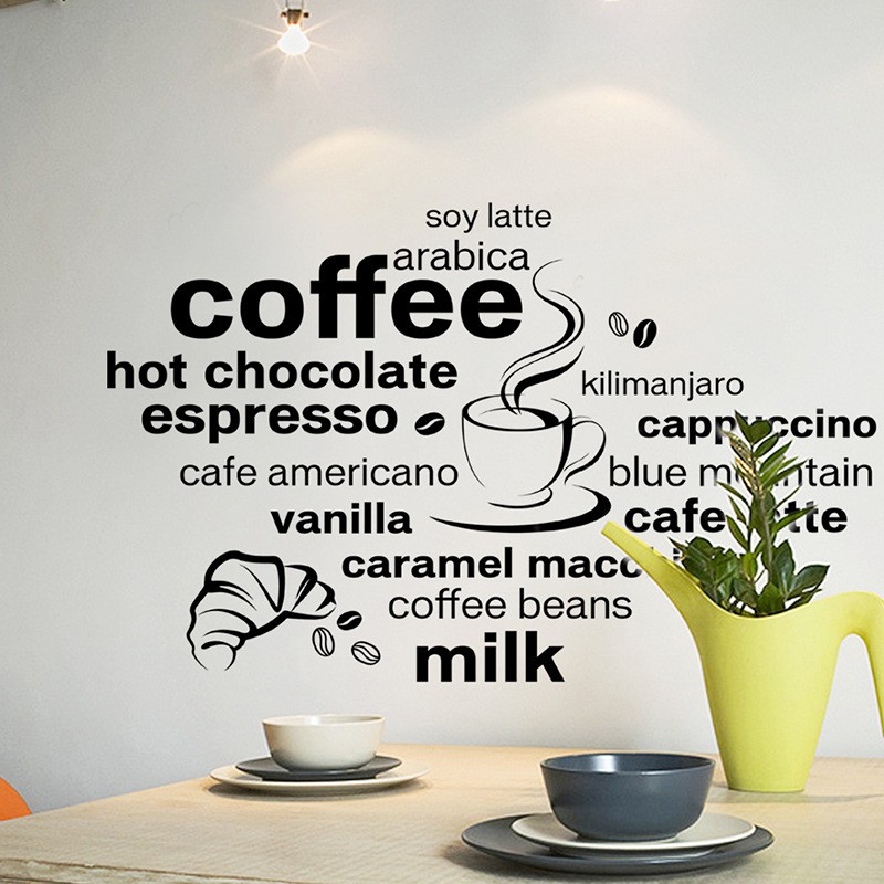 Decal dán tường trang trí chữ cafe