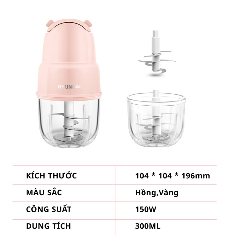 Máy xay thịt đa năng cầm tay, máy xay tỏi ớt mini chính hãng HYUNDAI