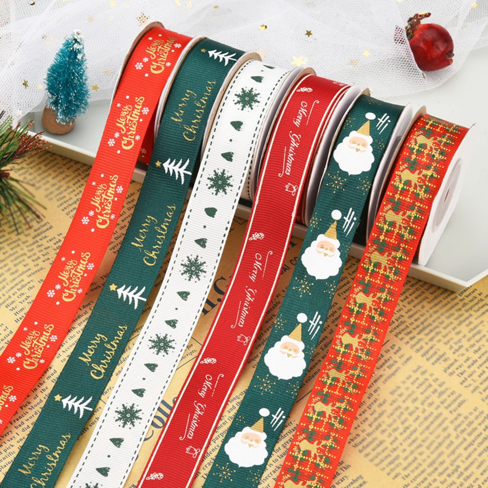 Cuộn dây ruy băng polyester rộng 2cm in họa tiết giáng sinh đẹp mắt dùng trang trí diy