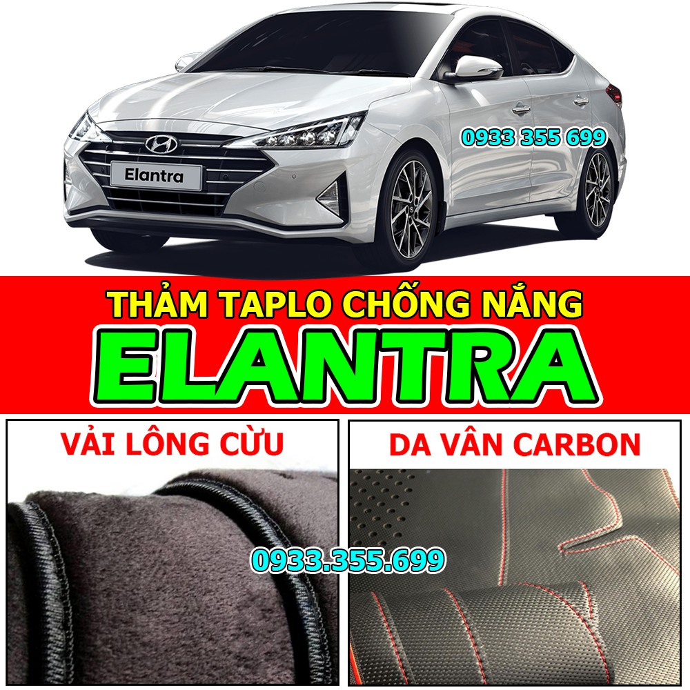 Thảm Taplo HYUNDAI ELANTRA bằng Nhung lông Cừu, Da vân Carbon, Da vân Gỗ