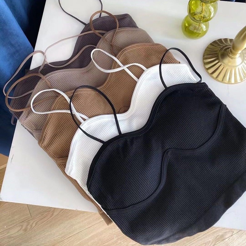 Áo Bra Nữ Quây 2 Dây Mảnh Thun Tăm Tông Màu Tây Siêu Hot Mã A9