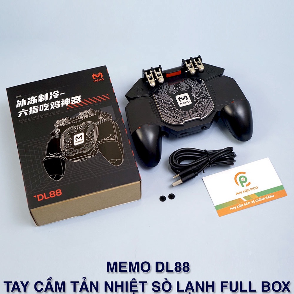 Tay cầm chơi game 6 ngón Memo DL88 tản nhiệt sò lạnh hỗ trợ nút kép PUBG Mobile/ Call of Duty/ROS/FreeFire - Hàng nhập k