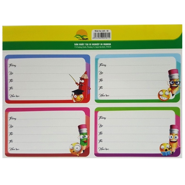 Nhãn Học Sinh The Sun 4 Ô