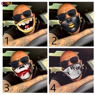 (Hàng Mới Về) Khẩu Trang Đen In Hình Vui Nhộn Dùng Ngoài Trời Tiện Dụng