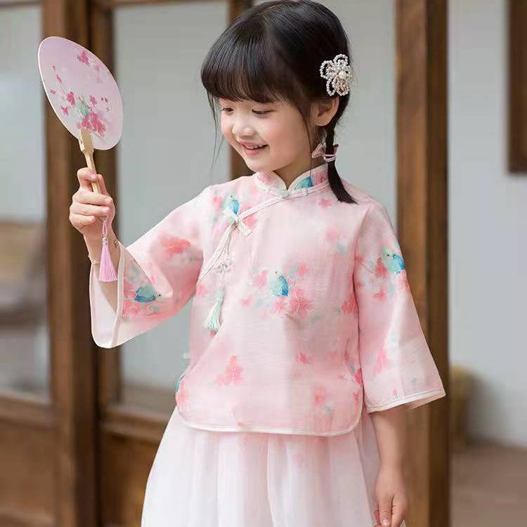 Bộ Hán Phục Cách Tân Thời Trang Mùa Hè Phong Cách Trung Hoa Mới Cho Bé Gái