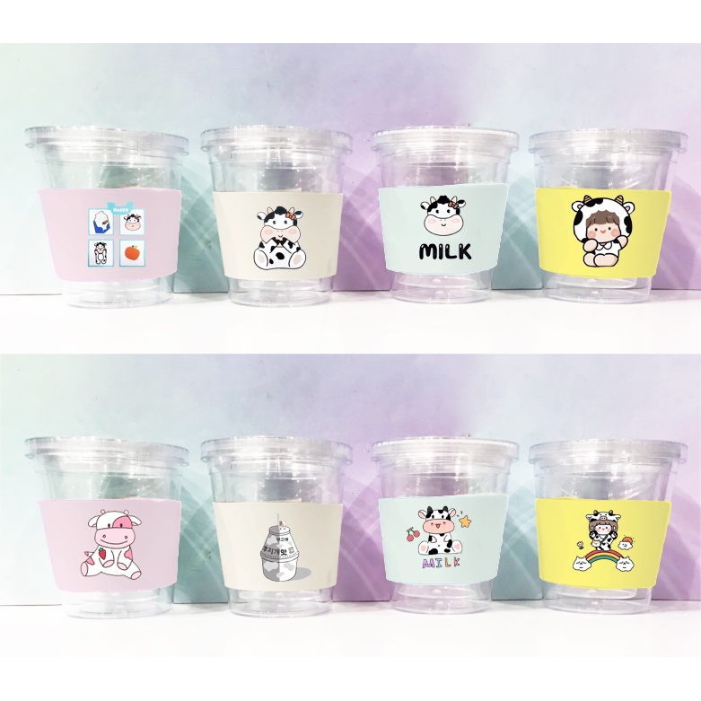 Cốc 2 lớp bò sữa C2DI27 cốc giữ nhiệt ly 2 lớp da pu cốc làm lạnh dễ thương