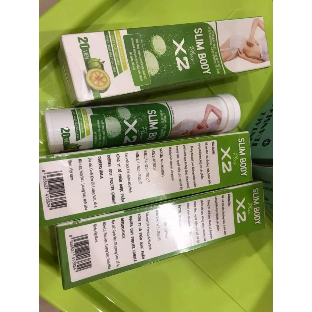 Viên sủi giảm cân Slim Body Plus x2 Chính Hãng  đốt mỡ thừa giảm cân nhanh an toàn hiệu quả hộp 20 viên