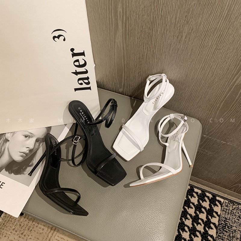 Giày Sandal Cao Gót 9cm Hở Ngón Phối Khóa Cài Phong Cách Âu Mỹ Thời Trang Mùa Hè Cho Nữ