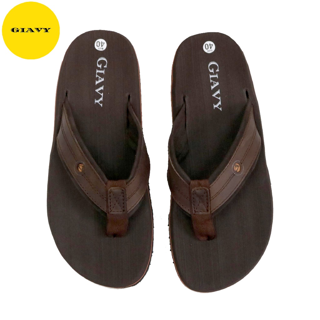 Dép xốp nam quai kẹp, quai da phối vải, chất xốp mềm, êm chân DXQ28- GIÀY GIAVY