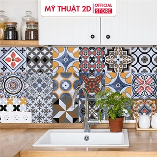 8 ô decal gạch bông hoạ tiết thổ cẩm kt 15x15cm/1 ô