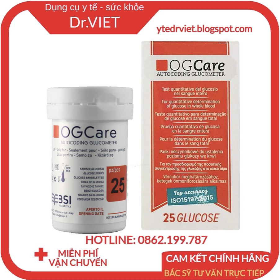 Que thử đường huyết OGCARE, chỉ việc cắm que vào máy là đo được ngay, không cần cài mã hóa