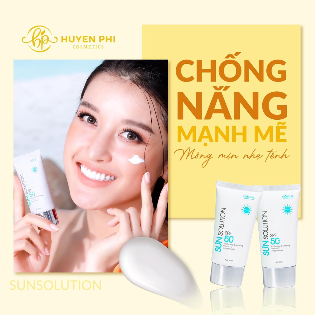 Kem chống nắng nâng tone, dưỡng ẩm Morena Huyền Phi SPF50PA+ 50ml - Giúp bảo vệ da triệt để, tránh các tác nhân gây hại