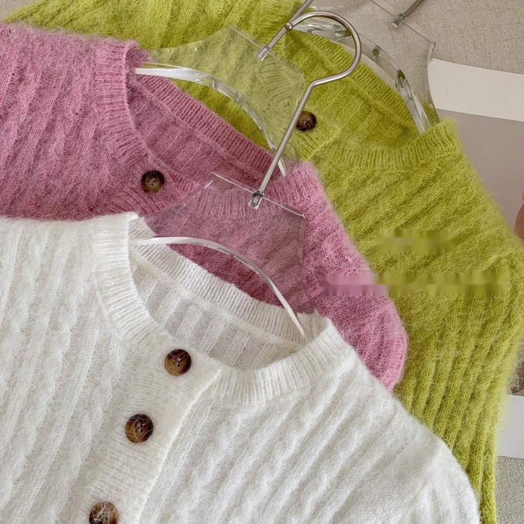 Áo cardigan Dệt Kim Tay Ngắn Mềm Mại Phong Cách Hàn Quốc Dành Cho Nữ