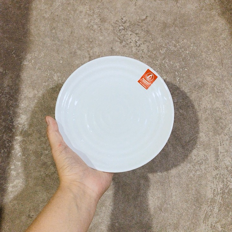 Đĩa Tròn Có Vân Nhựa Melamine Phíp Màu Trắng Nhiều Size Thương Hiệu Srithai