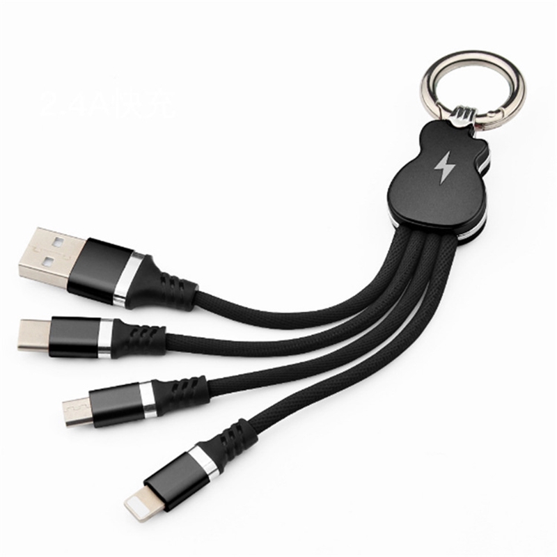 3 in 1 Usb Charging Cable Guitar Design Keychain Data Line ❤HT