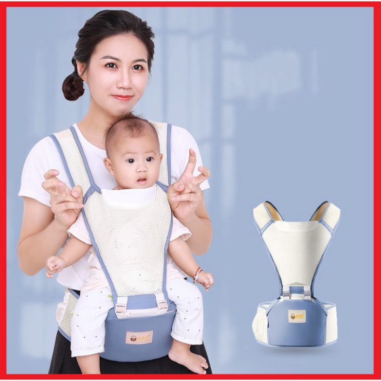 Địu em bé ngồi 4 tư thế Có ghế chống gù cho bé Babyjoy Mart