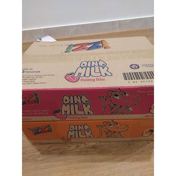 Thùng sữa izzi dino milk 2 vị cam ,dâu (40 hoopj×90ml)