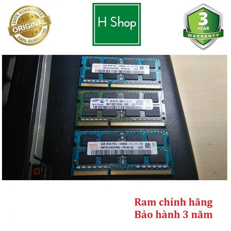 Ram Laptop 4Gb PC3 (DDR3) bus 1600 tháo máy chính hãng, bảo hành 3 năm