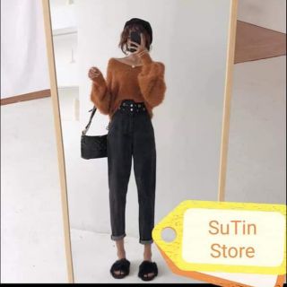Quần jean ulzzang, thiết kế đai đẹp