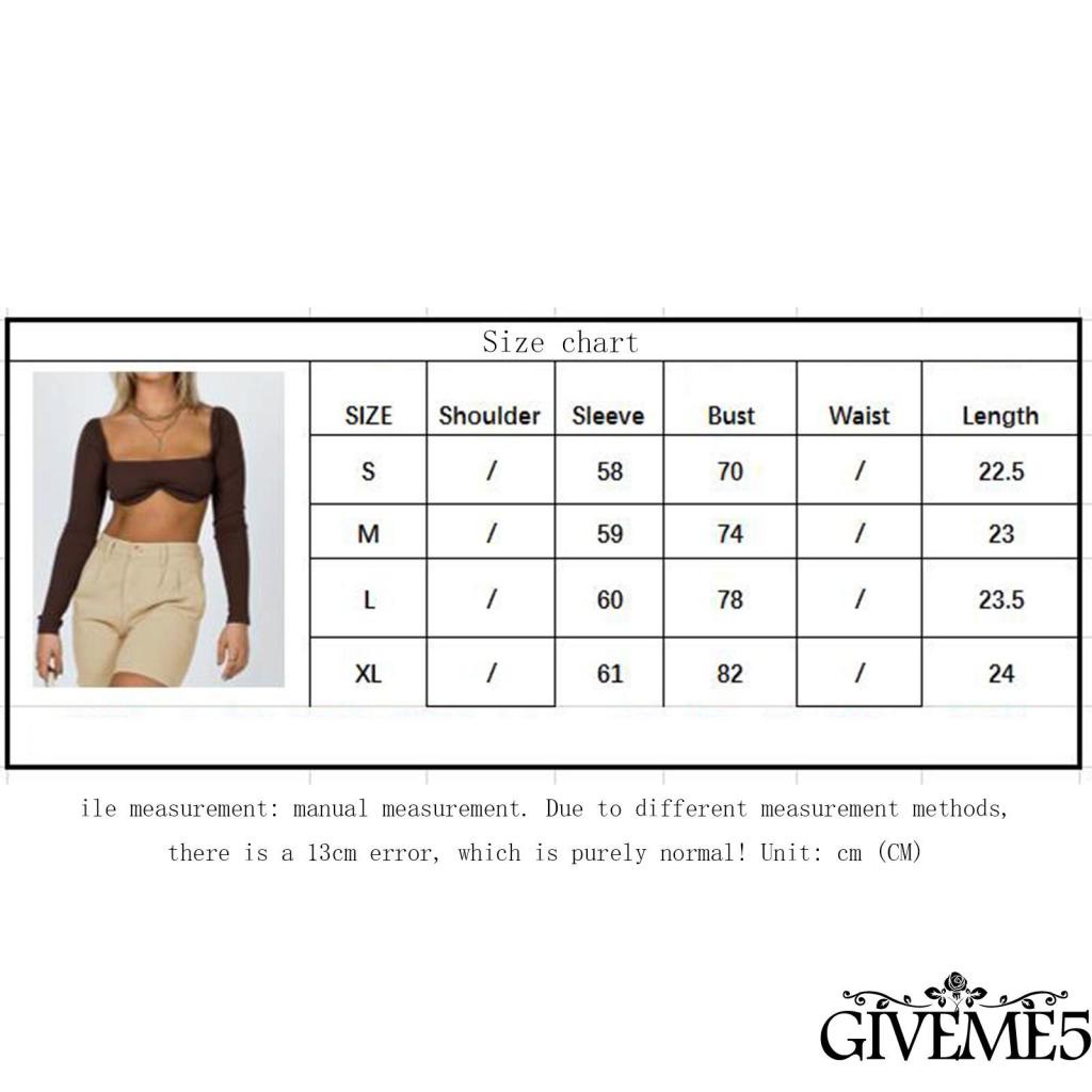 Áo croptop dệt kim tay dài cổ vuông màu sắc gợi cảm cho nữ