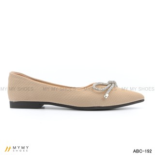 Giầy bệt da lì dây đá thắt nơ mymy shoes ABC-192