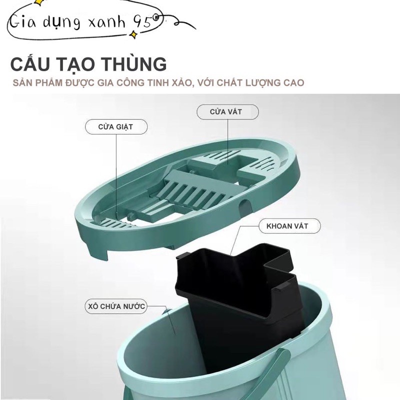 cây lau nhà thông minh 2 ngăn giặt vắt mẫu elip