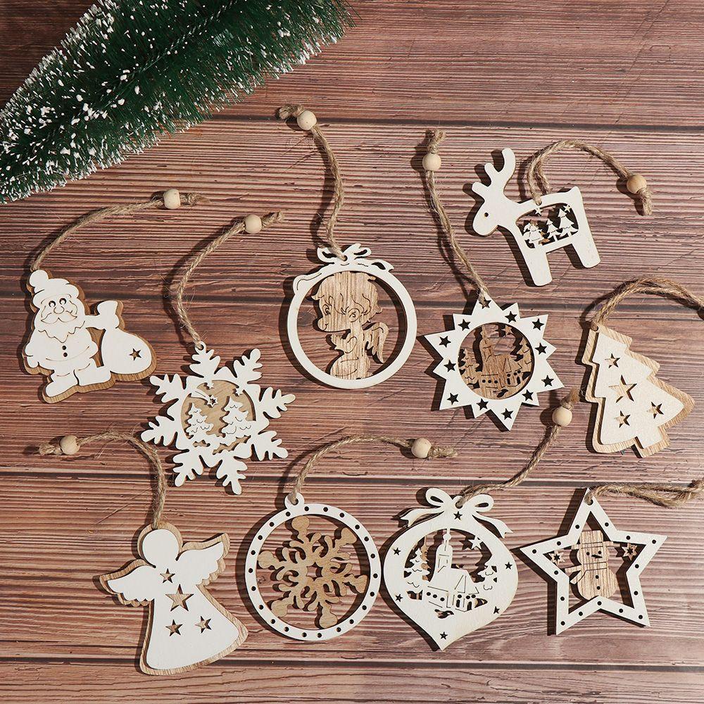 Set 24 Mặt Gỗ Trơn Treo Trang Trí Cây Thông Giáng Sinh DIY