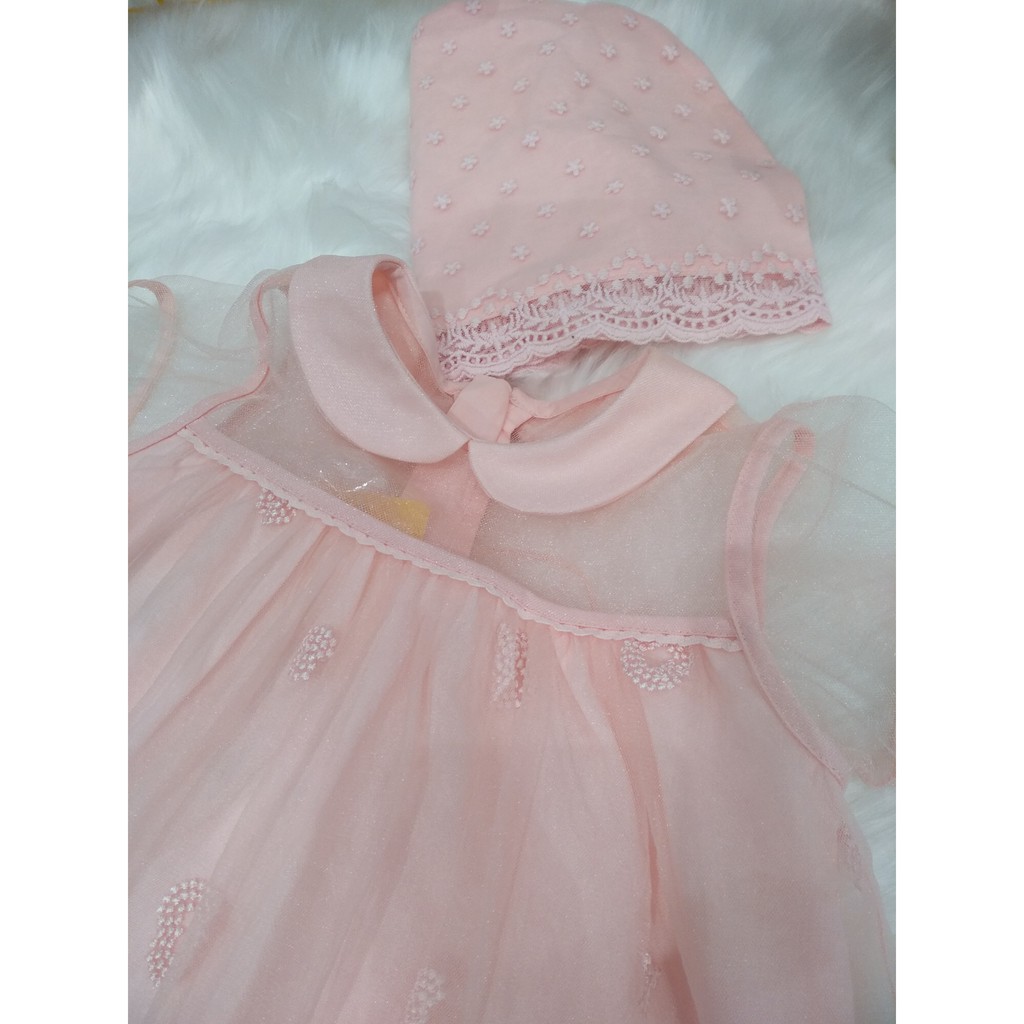 (0-3 tuổi) Set váy voan kèm mũ bé gái hãng BALABALA 20022111101360334 màu hồng (ảnh và video thật)