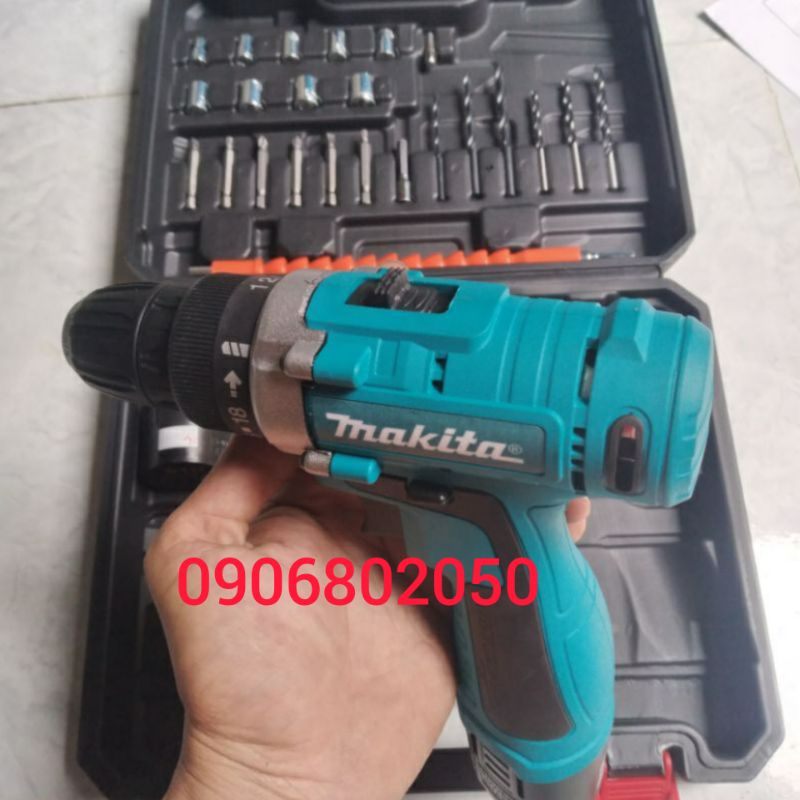 Máy khoan pin kèm phụ kiện y hình 12V hãng MAKITA lỏi đồng khỏe pin trâu BH 1 năm bắn vít và khoan được tất cả mọi thứ