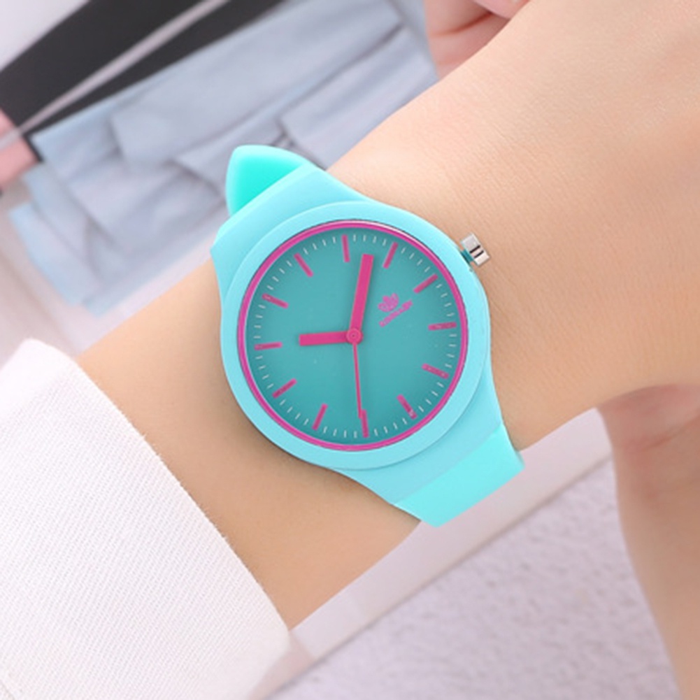 Đồng Hồ Đeo Tay Dây Silicone Màu Sắc Kẹo Ngọt Thời Trang Cho Nữ