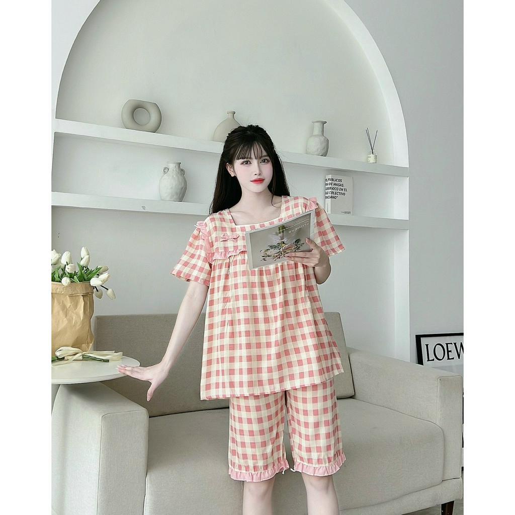 Đồ bộ bầu mùa hè chất đũi lụa mặc đi chơi ở nhà chất siêu mát