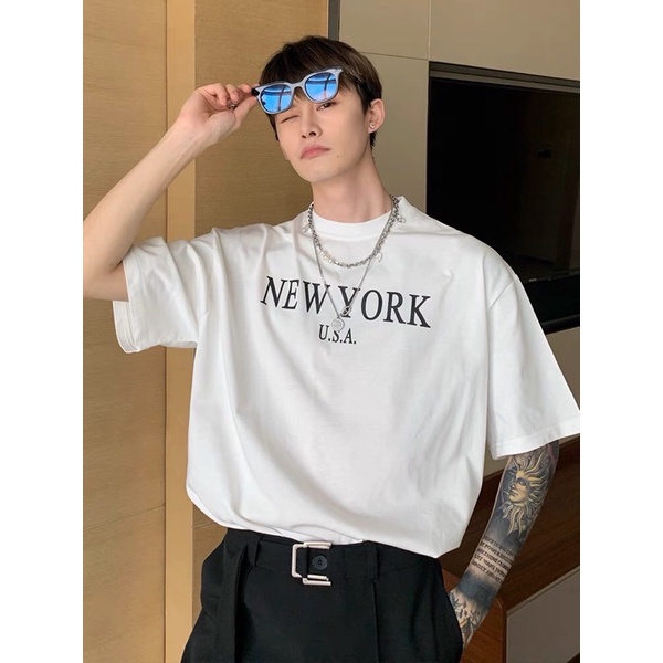 Áo phông Tee - Chất Cotton xịn - hoạ tiết NEW YORK - Form Oversize thời trang Unisex nam nữ