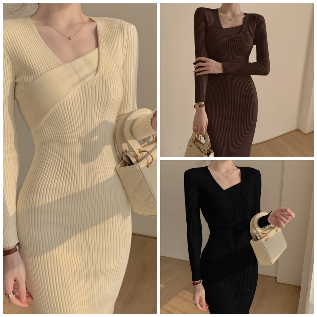 bigsize S-XL Đầm len dự tiệc body bó ôm dáng E14 EMMA WINTER