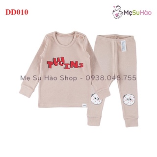 Bộ dài tay trẻ em thun cotton dày dặn mẫu trơn chữ twins hãng cordi - ảnh sản phẩm 4