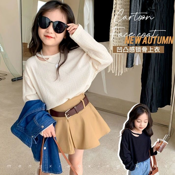 [Hàng Có Sẵn] Áo Thun Cotton Dài Tay Thoải Mái Đơn Giản Cho Bé Gái